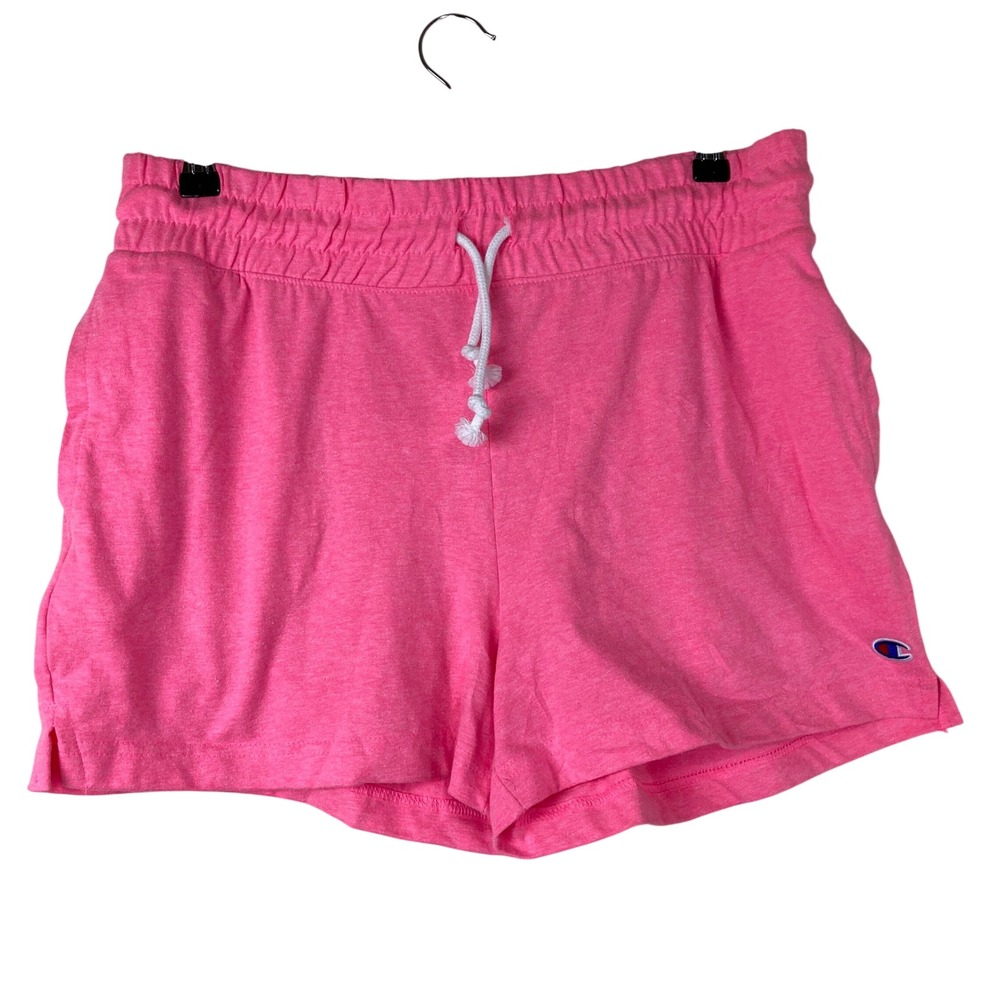 NWT Champion Sz L Y2K 90's Women Pink Jersey‎ Lounge Shorts Sweat Shorts Logo
